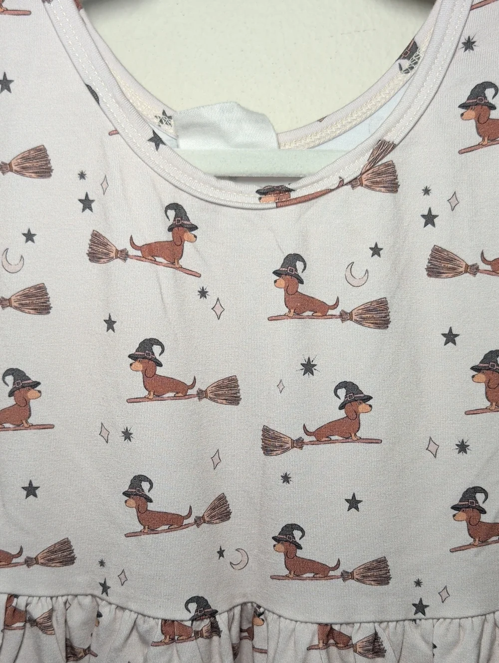 Vivie & Ash Witch Dogs on Broomsticks Halloween Dress Ruffle Hem Girls Size 8/9